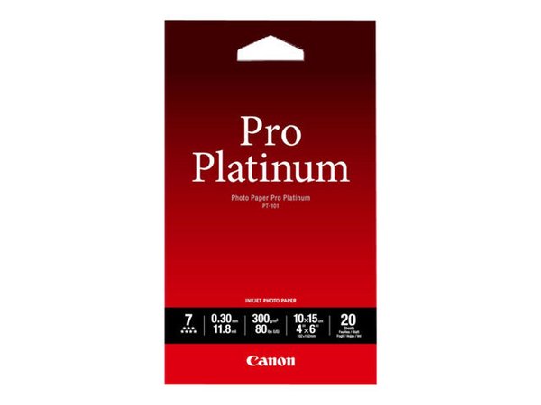 Papel fotográfico Pro Platinum Canon PT-101 de 10x15 cm: 20 hojas