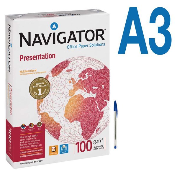 Papel Navigator A3 100gr. Paquete de 500 hojas