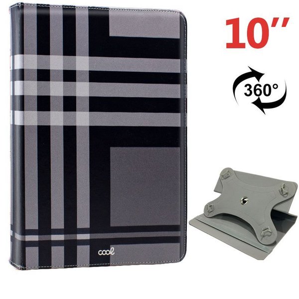 Funda Ebook Tablet 10 Pulgadas Polipiel Universal Cuadros Negro