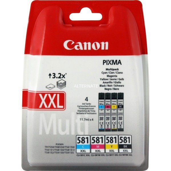 Canon CLI581XXL Pack 4 cartuchos tinta originales